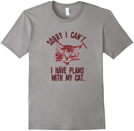 Men's Sorry I can't I have plans with my cat shirt Large Slate