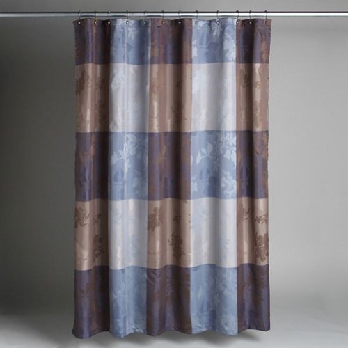 Cannon Silhouette Blue Brown Plaid Fabric Shower Curtain