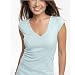  : Bella Sheer Rib Cap Sleeve Deep V-Neck T-Shirt