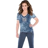 Touch by Alyssa Milano New York Giants Womens Fade Route Low V-Neck T-Shirt Extra Small