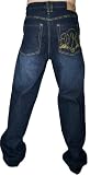 GINO GREEN GLOBAL Carrington Mens Loose Fit Denim Jeans Pants Indigo Green