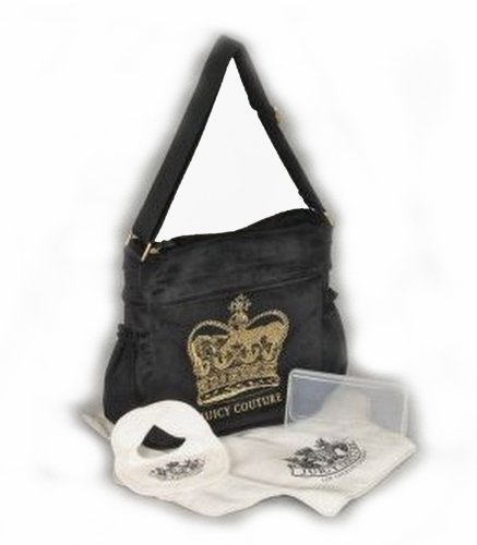 Juicy Couture Stoller Diaper Bag Embroidered Royal Crown, Black photo
