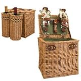 Vino Willow Basket with Wine Service for 2 - Hunter Green