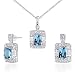 Designed just for You!! 2.00 carats Radiant Cut London Blue Topaz Pendant Earrings Set in Sterling Silver