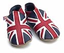 Starchild soft leather baby shoes, design Union Jack in navy