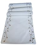 Handmade Decorative Table Runner with Embroidered Branch Design
