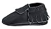 SAYOYO Baby Black Tassels Soft Sole Leather Infant Toddler Prewalker Shoes (Black, 12_Months)