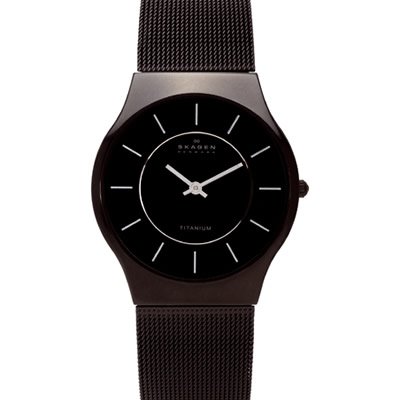 Skagen Men's 233LTMB Black Titanium Mesh Bracelet Watch