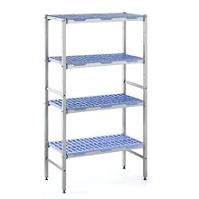 Tournus PLH0890 Commercial Anodized Aluminum Shelving Unit with Four Shelves, 22" Width x 69" Height, 35-5/128" Length