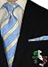 Berioni Hand Made in Italy 100% Woven Silk Mens Neck Tie + Pocket Square Jacquard Woven Tie and Hanky Set Blue Yellow L6