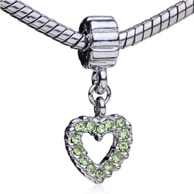 Buy August Peridot Color Birthstone Heart European Charm Beads - Pandora Bead and Bracelet Compatible by Pugster