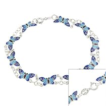 Sterling Silver with Enamel butterfly Bracelet
