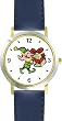 Elf - Santa Claus Helper Christmas Theme - WATCHBUDDY&reg; DELUXE TWO-TONE THEME WATCH - Arabic Numbers - Blue Leather Strap-Size-Large ( Men's Size or Jumbo Women's Size )