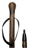 Walking Stick-Chestnut Knob. This natural chesnut wood hiking staff has a round chestnut knob with a genuine leather strap. The walking staff is approximately 50 inches long with combi spike tip.