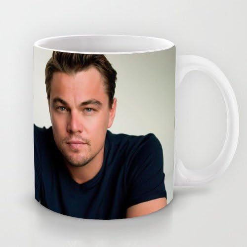 Uique Gift Choice - White 11 oz Classic White Ceramic Mugs Cutom Design with Leonardo Dicaprio Actor Man Look Sitting Coffee Mugs/Tea Mugs/Drink Cups - Dishwasher and Microwave Safe