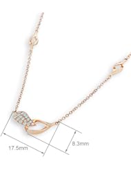 (X1000Diamond) 18K/750 Rose Gold Pave Setting Leafs Diamond Necklace (0.20 cttw, G-H Color, VS2-SI1 Clarity, 16"+1.5")