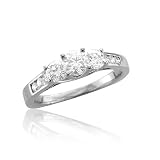41jdEkdVO1L. SL160  14k White Gold 3 Stone Engagement Bridal Diamond Ring Band