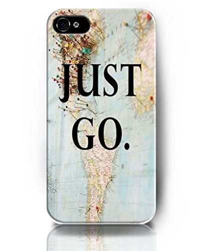 UKASE Cases Skins of Valuable Live Quote for Apple iPhone 5/5S with the Design of – World Map – Just Go