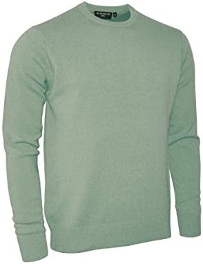 Glenmuir Scotland Men's 100% Lambswool Plain Crew Neck Sweater-Duckegg-Large