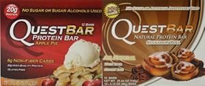 Quest Protein Bar Bundle: Cinnamon Roll Pack of 12, Apple Pie Pack of 12