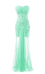 Sweetheart Beaded Illusion Chiffon Evening Dress/Bridesmaid Dress/Prom Dress/Party Dress 