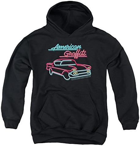 American Grafitti - Youth Neon Pullover Hoodie, Size: Medium, Color: Black