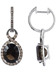 14K White Gold 5.47ct Infinite Figure 8 Rd Brown Diamond & Oval Topaz Earrings