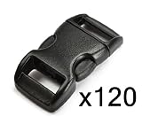 Bluecell 120 PCS 3/8" (10mm) Black Contoured Side Release Plastic Buckles