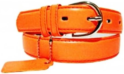 Genuine Leather Women's Dress Belt Neon Orange Medium