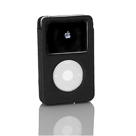 Classic Apple iPod 160GB Hard Leather case Video Stand w. Screen protector-Black