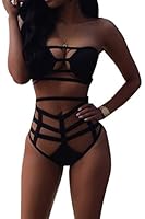 Yonala Women's Hollow Out Bandage Bodycon Bikini Set Swimsuit Swimwear