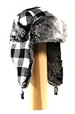 Buffalo Plaid Wool Faux Fur Trooper Trapper Pilot Aviator aviator Lumberjack Hat for Men and Women Fits up to a Large Head with Front Buckle Closure