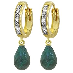 14k Two-Tone Gold Diamond Earrings with Emeralds