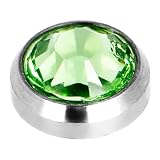 Grade 23 Solid Titanium Internally Threaded Green Gem 4MM Dermal Dome Top