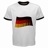 Men's Customized FLAG GERMAN GERMANY ICON BANNER 100% Cotton White Ringer T-shirt