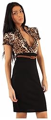  Belted Animal Print Chiffon/Elastane/Polyester Puff Sleeves Party Dress  With Ruffles