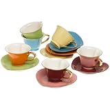 Yedi Houseware Inside Out Heart Cups and Saucers, Set of 6