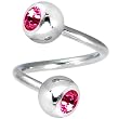 Swarovski Pink Double Gem Spiral Twister Belly Ring