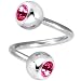Swarovski Pink Double Gem Spiral Twister Belly Ring