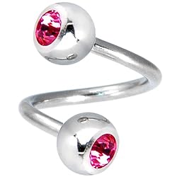 Swarovski Pink Double Gem Spiral Twister Belly Ring