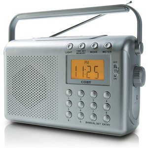 New Coby Am/Fm/Noaa Radio W/ Dual Alarms Auto Turn On To Weather Advisories Silver Lcd Display