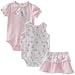 Babyworks Baby-Girls Newborn 3 Piece Double Creeper Set, Pink, 3-6 Months