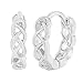 Rhodium Plated Earrings Huggie Small Hoop Braided Children Girls 10mm