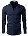 H2H Men's Wrinkle Free Slim Fit Dress Shirt w/ Solid Long Sleeve, Blue, ASIA M (US S)