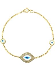 14k White Gold Diamond and Enamel Evil Eye Bracelet (1/3cttw, IJ, I1-I2)