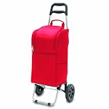 Picnic Time Insulated Cart Cooler with Wheeled Trolley, Red