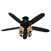Hunter Fans 22720 54" Cortland Traditional Indoor Basque Black Ceiling Fan w/ Light & Blades