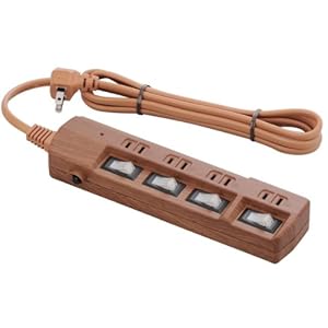 【クリックで詳細表示】雷ガード付4口スイッチマルチ 木目タイプ AMT-427MO