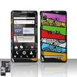 Green Yellow Red Blue Polka Stripe Black Vine Design Rubberized Snap on Har ....