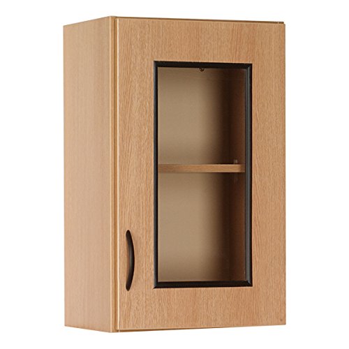 18" W Glass Display Wall-Mount Upper Cabinet w/ Lockable Right Hinge Door
